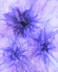 Amethyst Flowers - Alcohol Ink - 11 X 14 - Sold