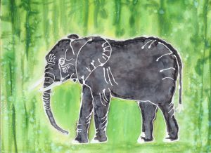 Batiked Elephant - Alcohol Ink - 9 X 12 - $140