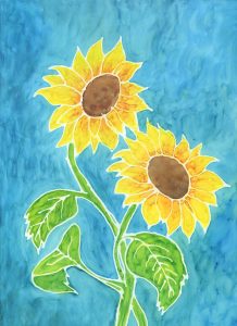 Summer Sunflowers - Alcohol Ink - 9 X 12 - $140