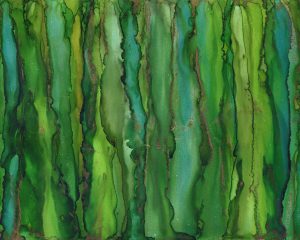 Golden-Emerald-Alcohol Ink-11 X 14 - $160
