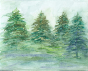 Oregon Evergreens - Watercolor - 8 X 10 - Sold - Print Available