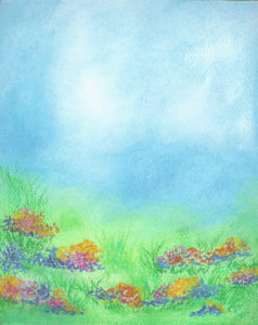 Spring Meadow - Oil Pastel - 8 X 11- $125