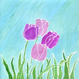 Springtime Tulips - Alcohol Ink - 8 X 8 - $120