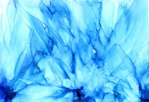 Alana's Blue Flowers - Alcohol Ink - 5 X 7 - Sold