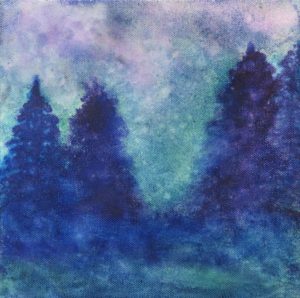 At Twilight Alcohol Ink on canvas - 8 X 8 - $130