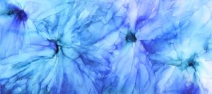 Blue Floral - Alcohol Ink - 8 X 19 - Sold- Print Available