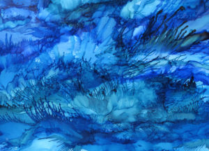 Blue Water Coral - Alcohol Ink - 9 X 12 - $140