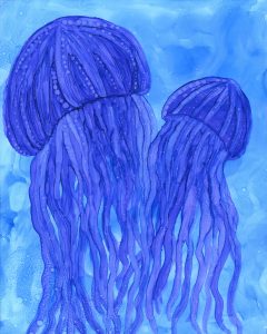 Dancing Jelly Fish - Alcohol Ink 11 X 14 - $150