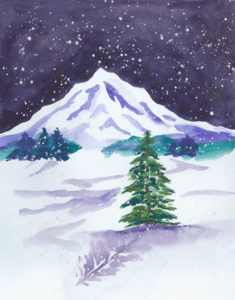Midnight Snow - Watercolor - 11 x 13 - $150