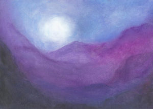 Moonrise Over the Mountains - Oil pastel - 10 X 14 - $150