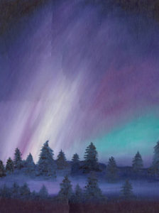 Night Time Northern Lights - Oil Paints - 18 X 24 - $350