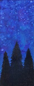 Night Time Silhouette - Alcohol Ink - 6 X 15 - $130