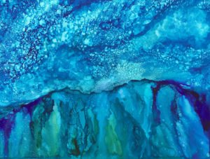 Starlight Mountains - Alcohol Ink - 9 X 12 $130 - Sold - Print Available