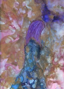 Walking By - Alcohol ink - 9 X 12 - $140