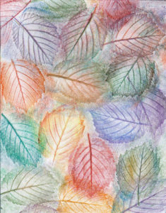 Rainbow Hazel Nut Leaves - Crayon - 8 X 11 - $90