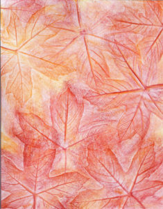 Autumn Maple Leaves Red - Crayon - 8 x 11 - $80