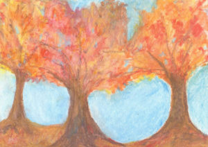Autumn Trees - Watercolor - 9 x 12 - $90