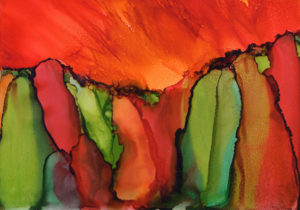 Margaret's Cliffs - Alcohol Ink 5 X 7 - Sold - Print Available