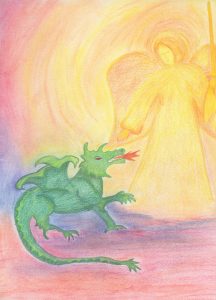 St. Micahel and the Dragon - Pencil and Pastel - 9 X 12 - $130