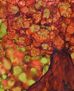 Trees in Autumn - Alcohol Ink - 11 X 14 - $160