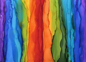 Double Rainbow - Alcohol Ink 6 X 15 - Sold - Print Available
