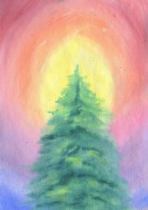Evergreen Rainbow - Watercolor - 12 X 17 - $125