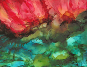Fire and Flight - Alcohol Ink - 11 X 14 -Sold - Print Available
