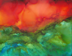 Red Dawn - Alcohol Ink - 11 X 14 - Sold - Print Available