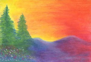 Sunrise in Oregon - Oil Pastel - 6 X 9 - $80