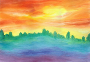Sunrise on the Horizon - Watercolor - 12 x 17 - $150