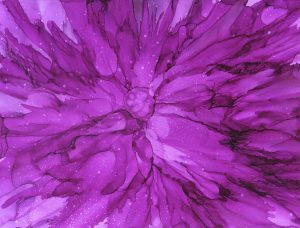 Juniper's Magenta Flower - Alcohol Ink 5 X 7 - Sold