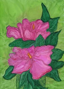 Magnolias in Pink - Alcohol Ink 9 X 12 - $140