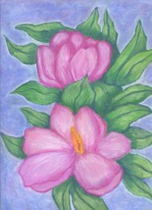 Pink Magnolias - Oil Pastel 8 X 8 - $150