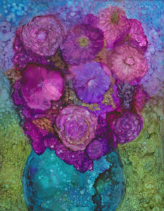 Springtime Bouquet - Alcohol Ink 11 X 14 - Sold - Print Available