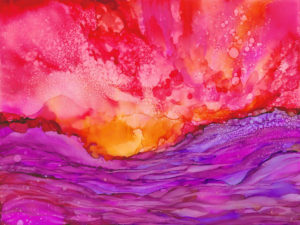 Sunrise Explosion, Alcohol Ink 9 X 12, $150 - Print Available
