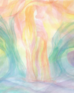 Maiden in the Garden - Watercolor Veil Painting 16 X 20 - $275